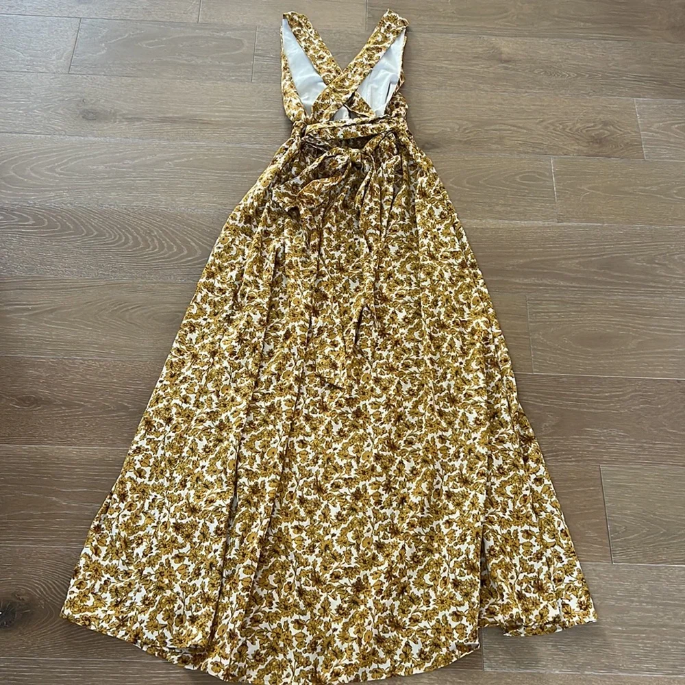 NWT Lulu’s These are the Days Mustard Yellow Floral Print Halter Maxi Dress | S - Picture 7 of 12
